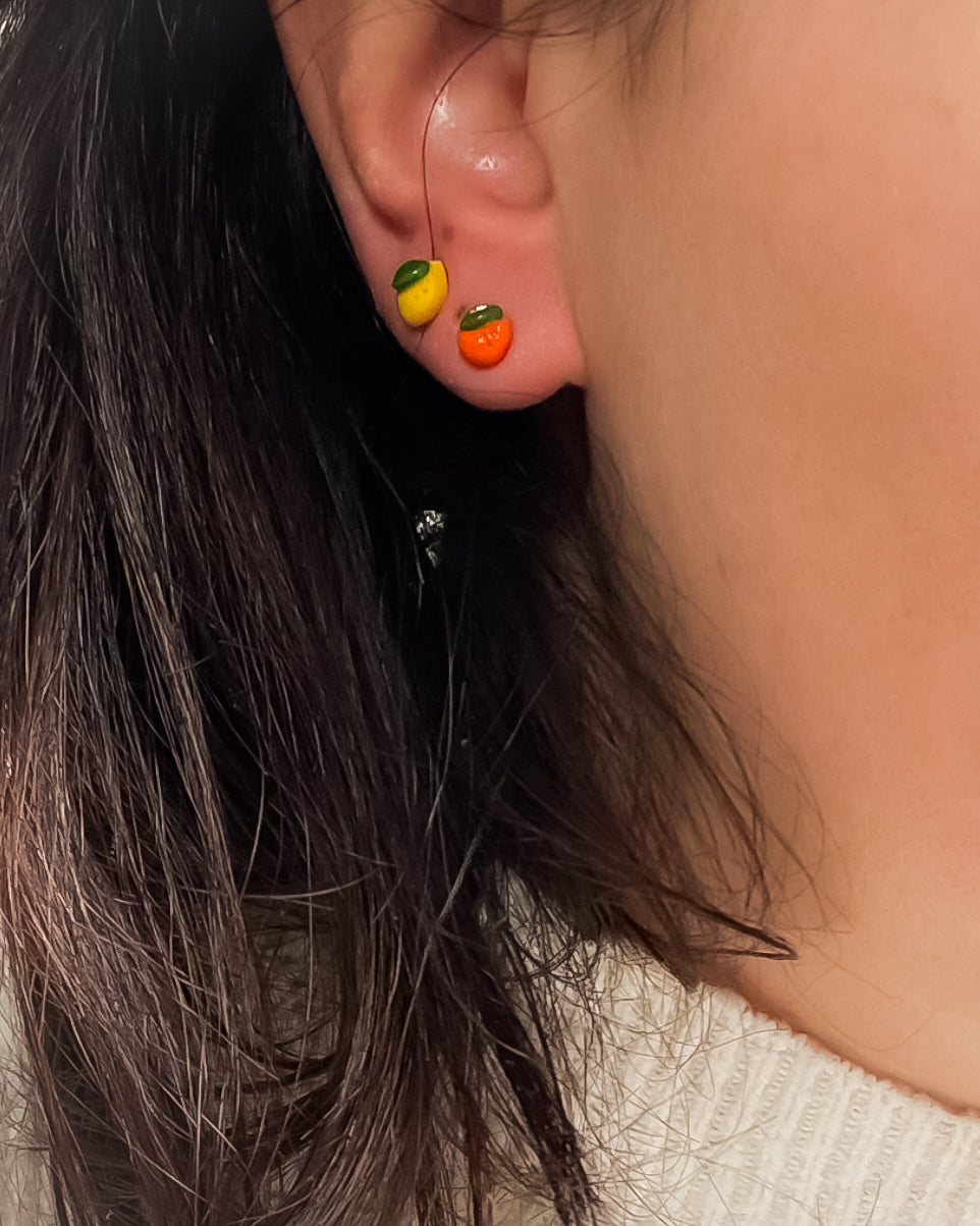 Boucles d’oreilles citron & orange – À l’unité ou en duo