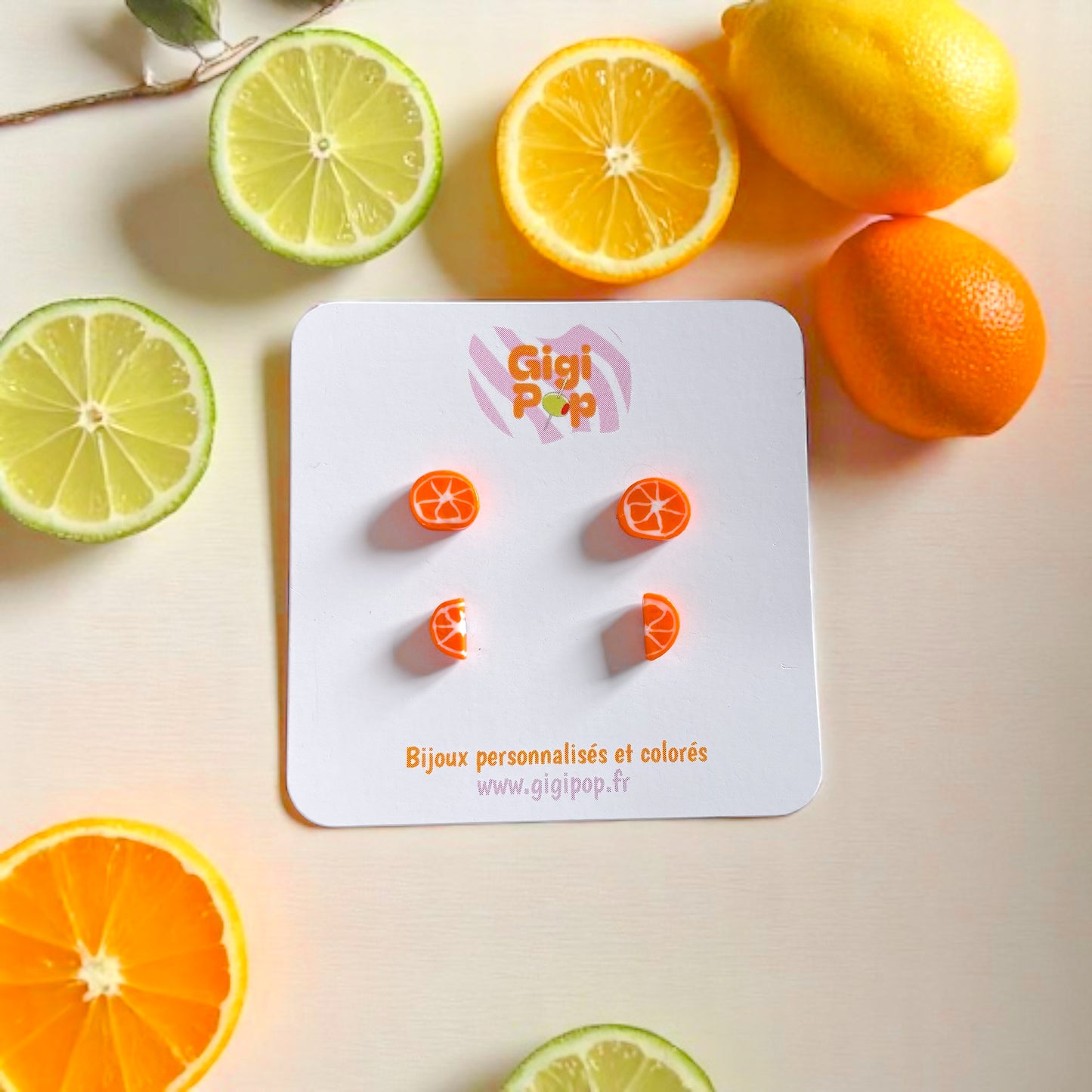 Boucles d’oreilles agrumes orange ou citron