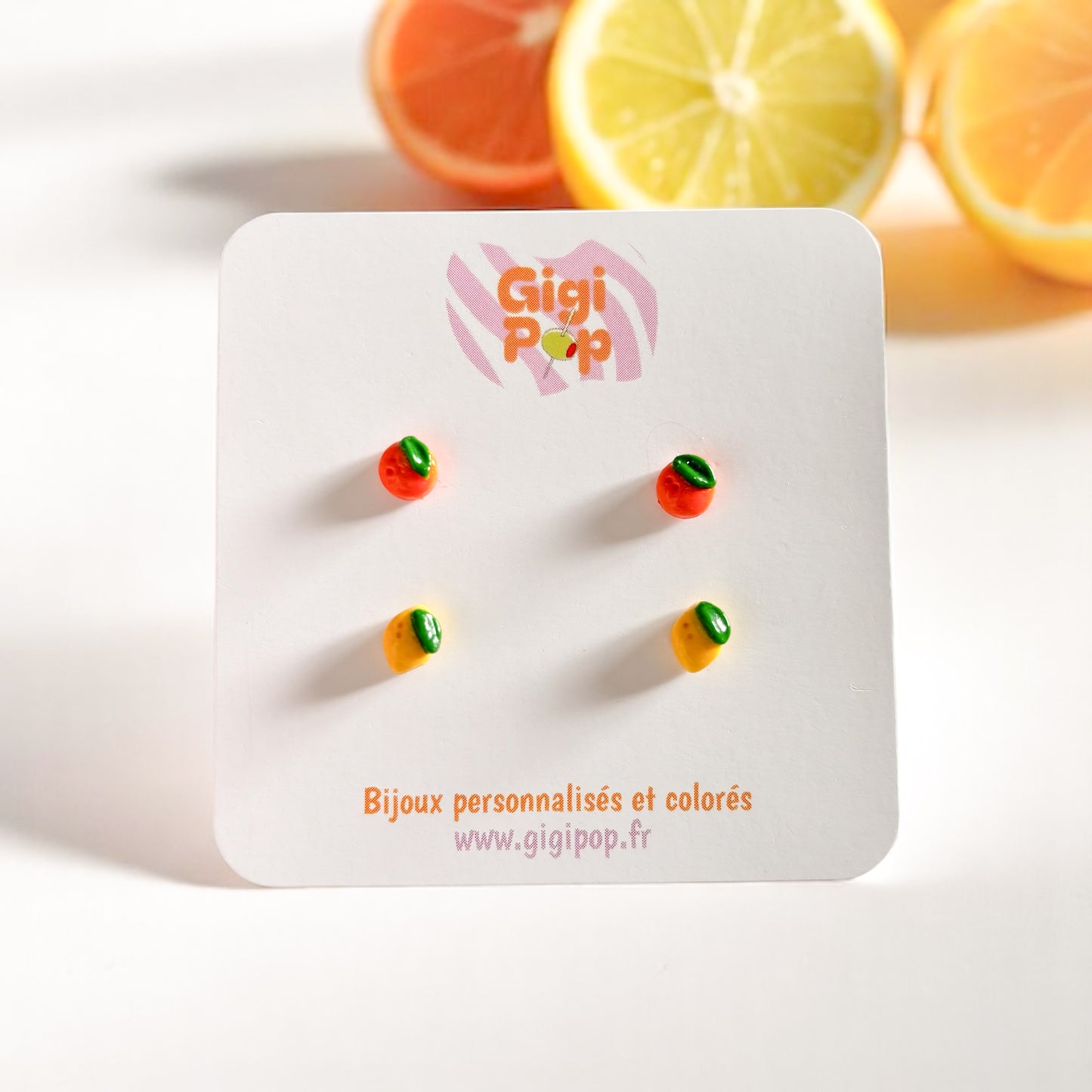 Boucles d’oreilles citron & orange – À l’unité ou en duo
