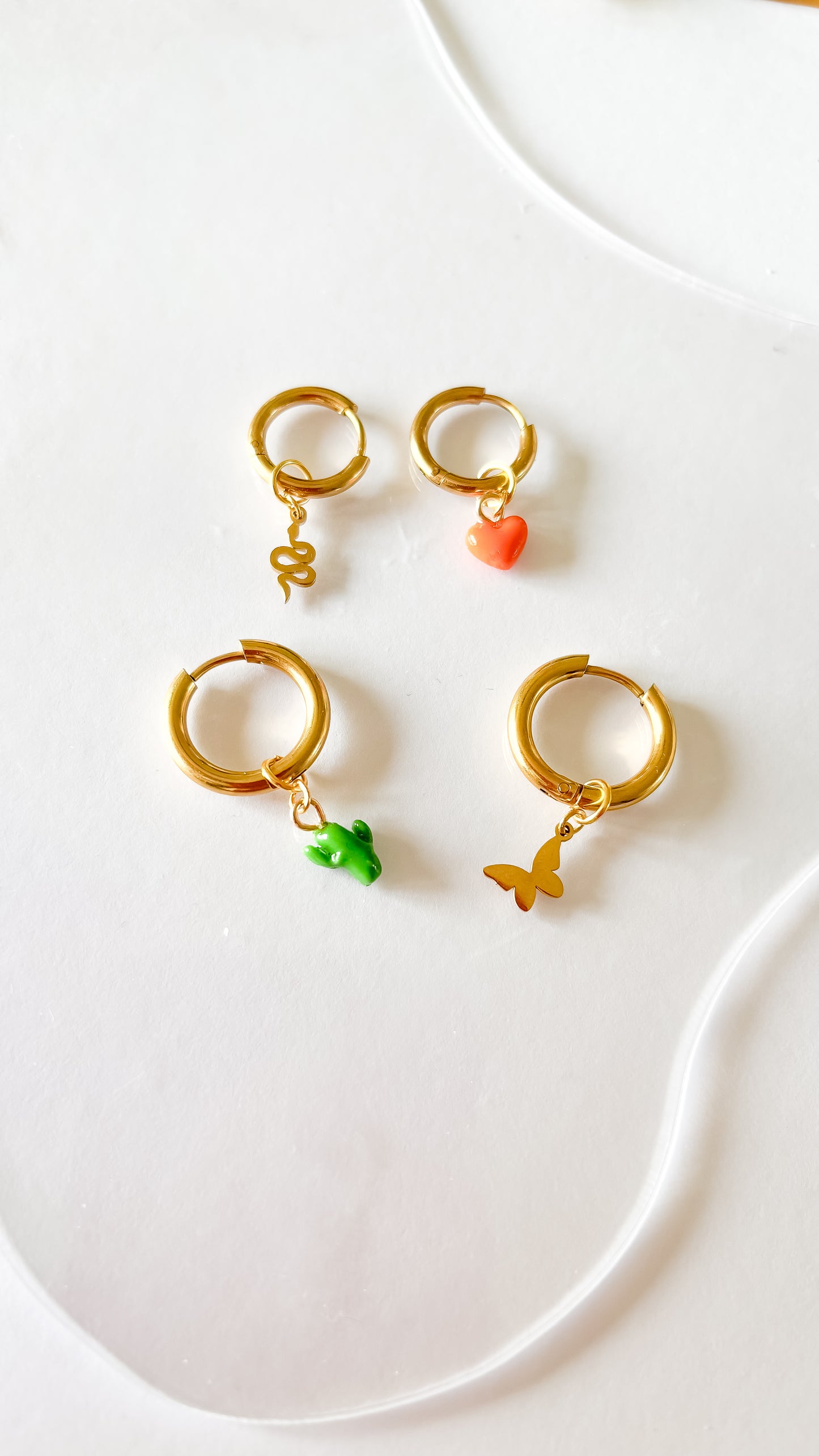 Boucles d’oreilles créoles Serpent - charms interchangeables