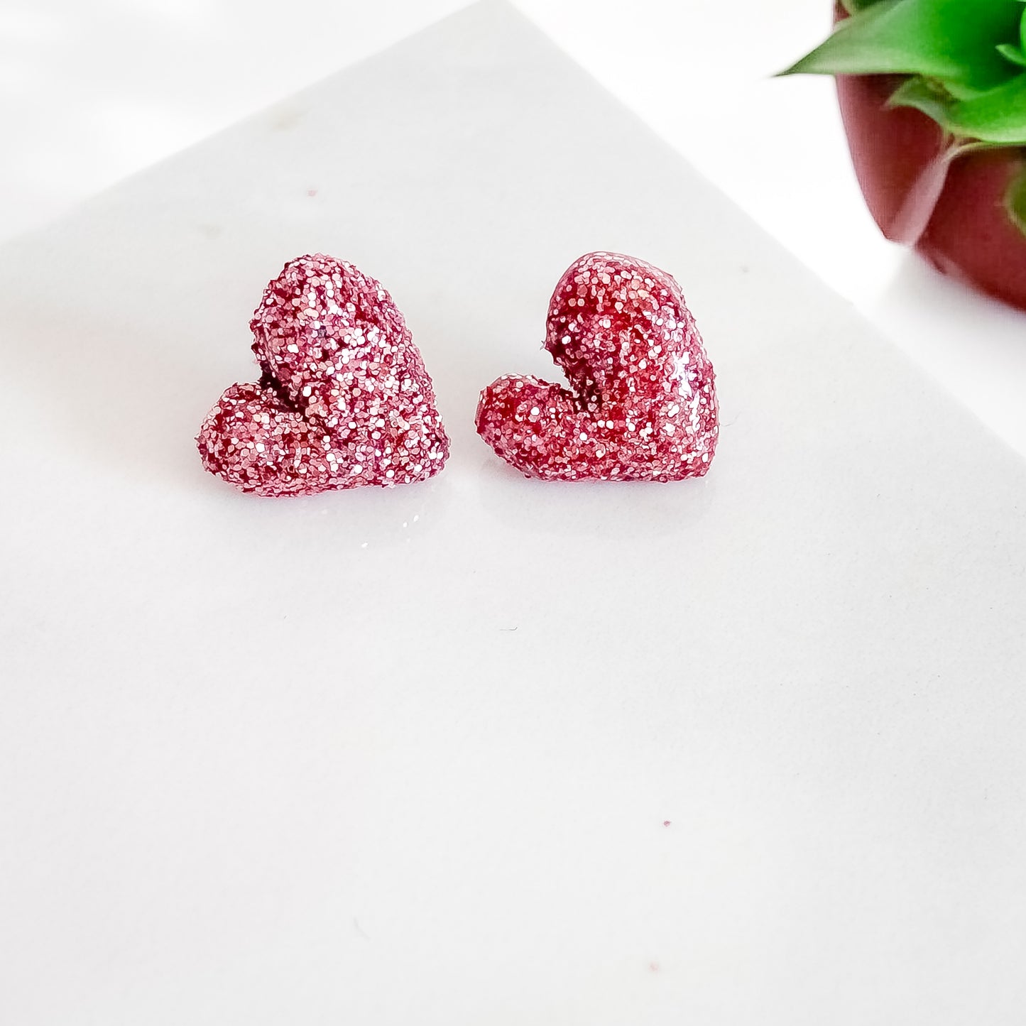 Boucles d'oreilles rose et paillettes