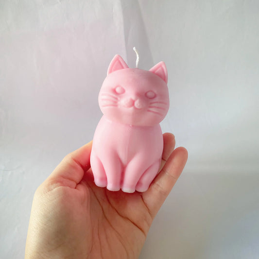 photo d'une bougie chat rose