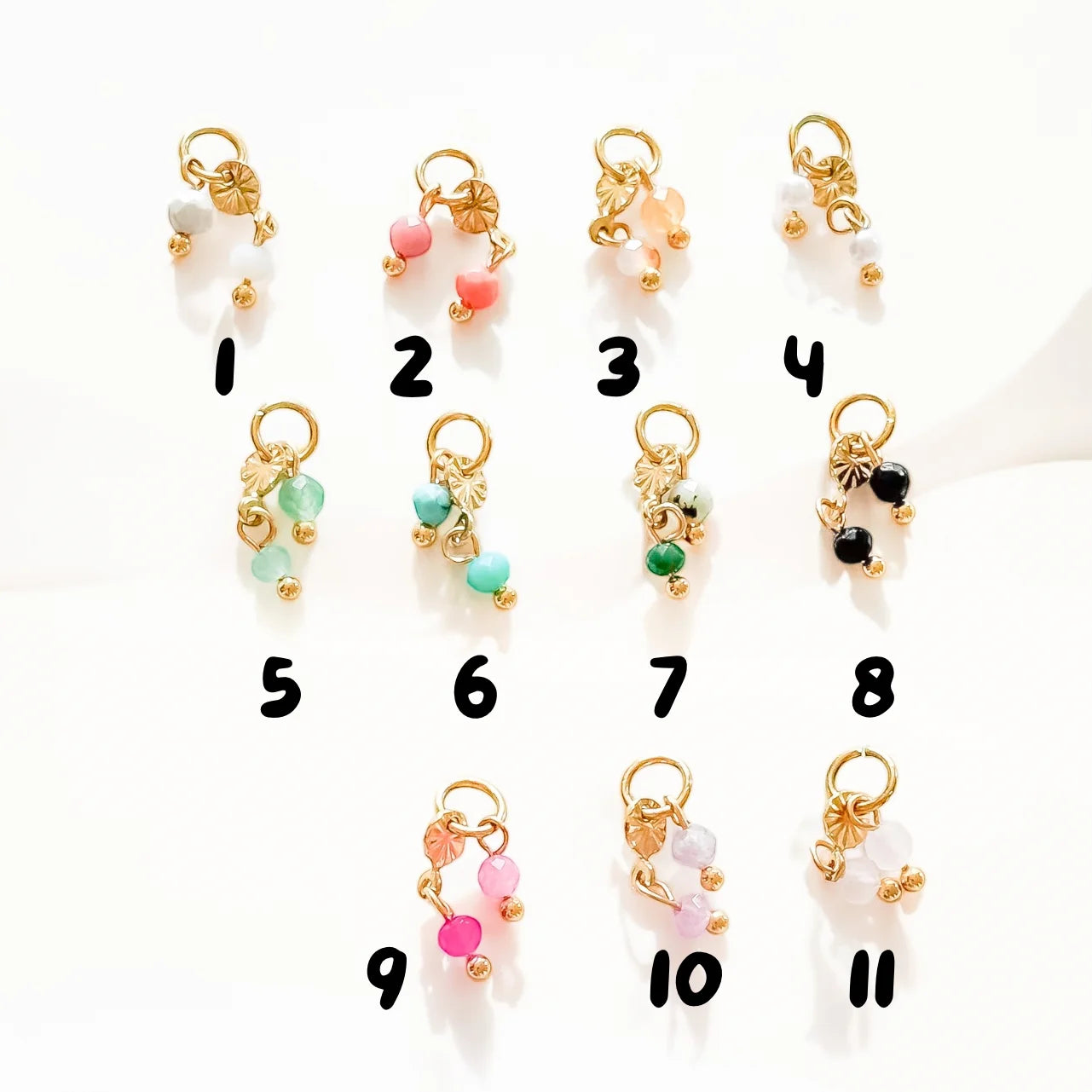 Photo des différents modèles de charm perle double de la marque Gigi Pop