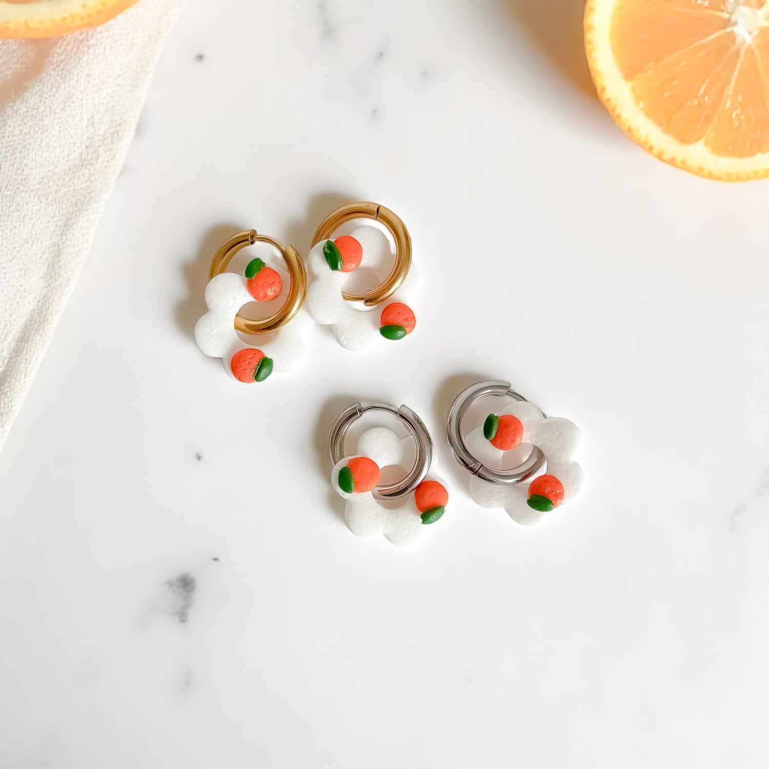 boucles d'oreilles pampilles avec des oranges