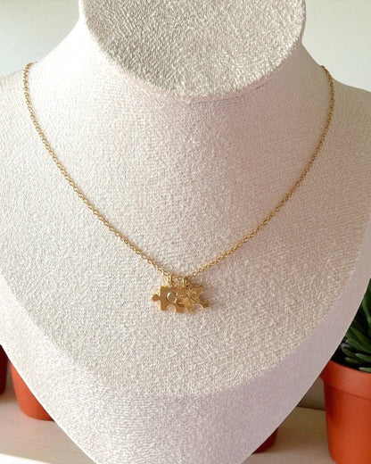 Collier Puzzle personnalisable – Médailles initiales gravées