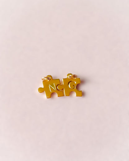 Collier Puzzle personnalisable – Médailles initiales gravées