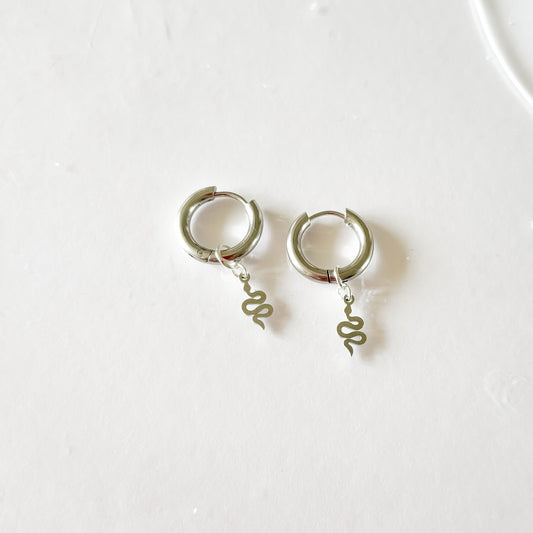 Boucles d’oreilles créoles Serpent - charms interchangeables