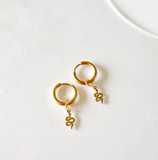 Boucles d’oreilles créoles Serpent - charms interchangeables