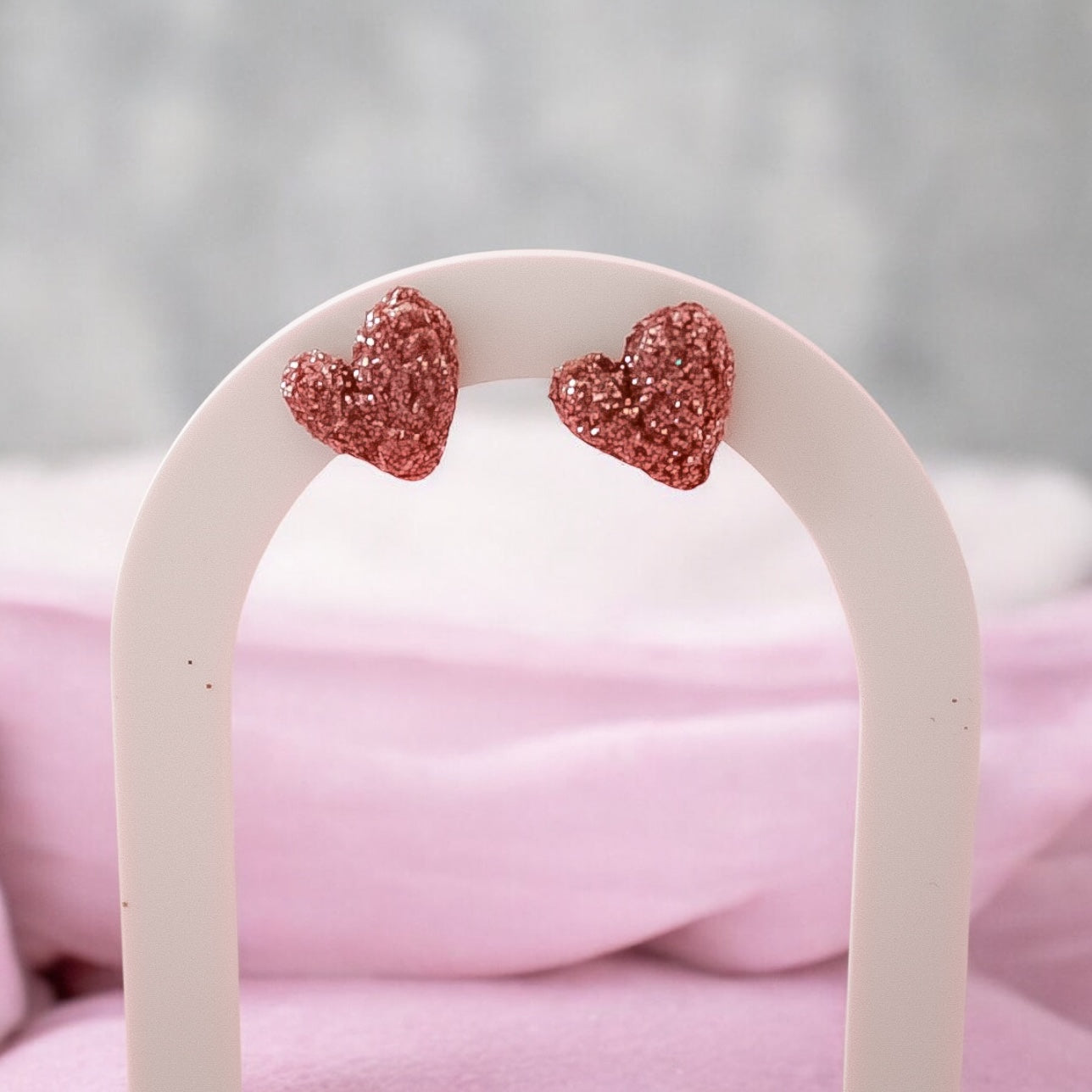 Boucles d'oreilles rose et paillettes