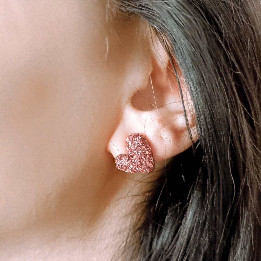 Boucles d'oreilles rose et paillettes