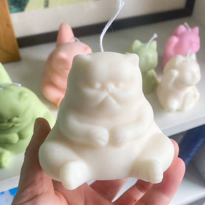 Photo d'une bougie chat grincheux de couleur blanche