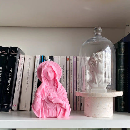 Une bougie vierge marie rose 